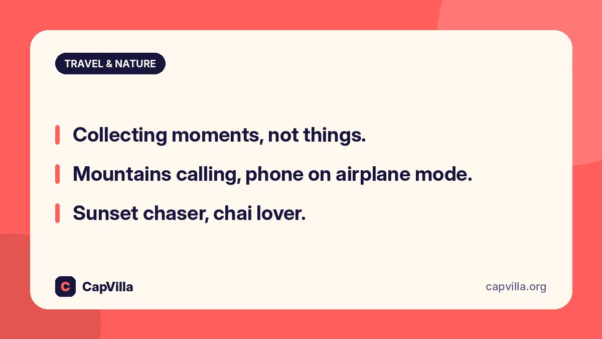 Photo caption for Instagram travel, nature and food posts