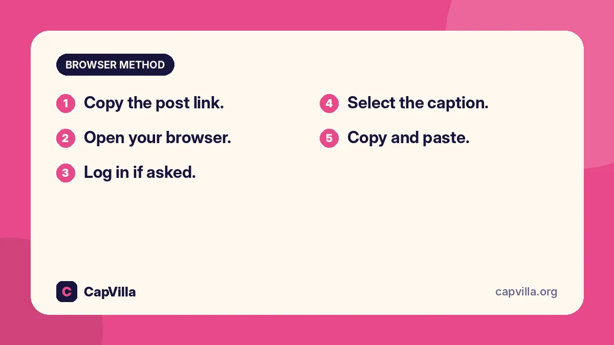 Copy caption from instagram post in a browser