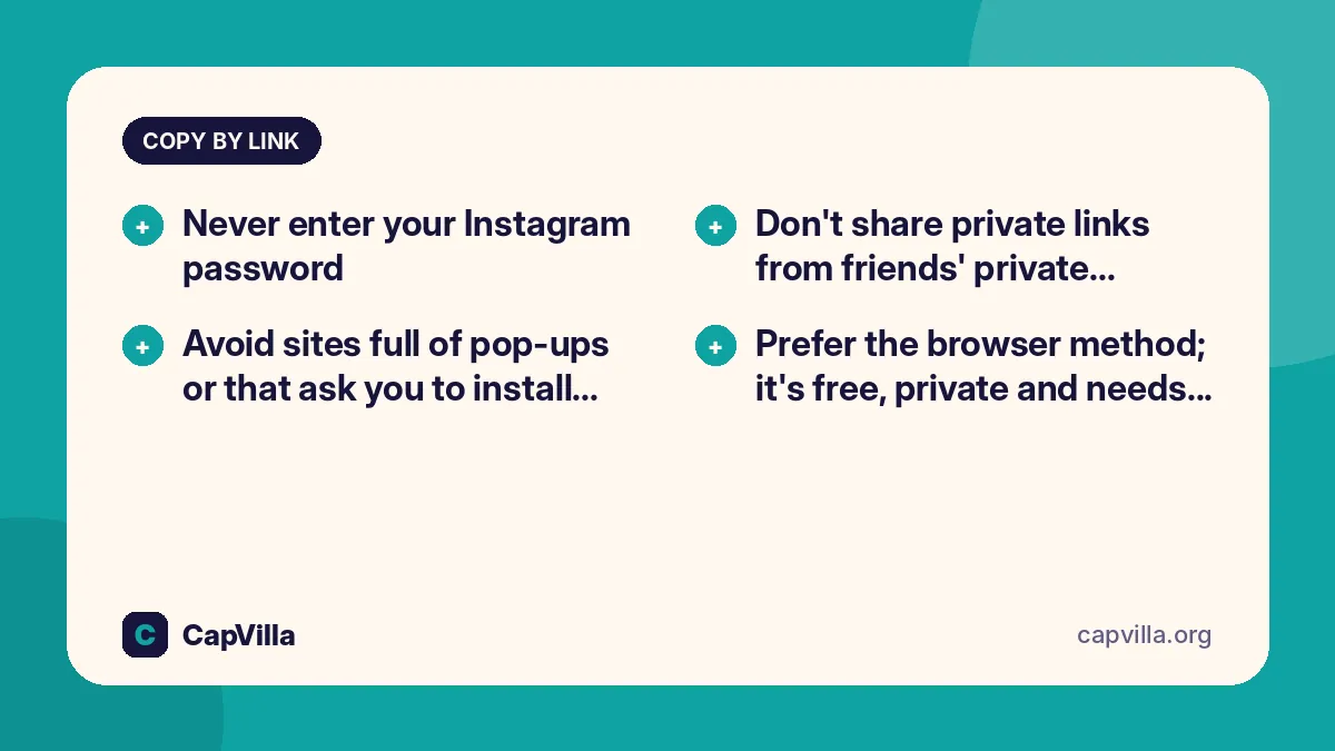 Instagram caption copy by link tools